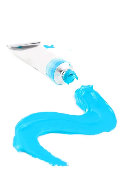 Tinta de mancha azul brilhante colorida do artista — Fotografia de Stock