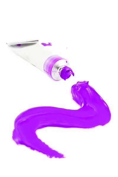 艺术家的多彩明亮的紫色涂抹油漆 — 图库照片