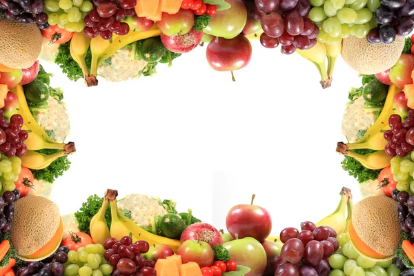 Здоровые фрукты и овощи границы или рамки — стоковое фото
