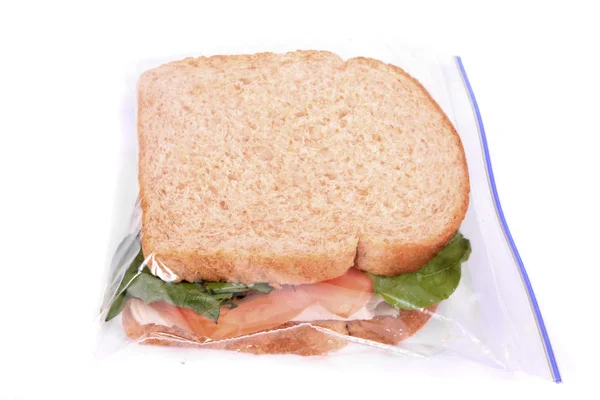 Sandwich in zipped plastic lunch bag — Stock Photo, Image