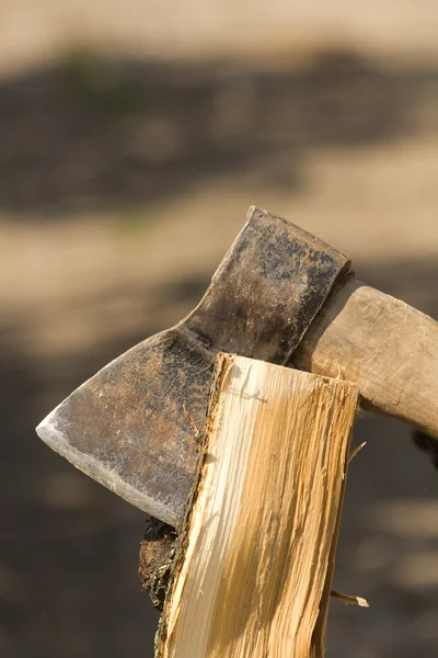 Ferramenta machado cortar log — Fotografia de Stock
