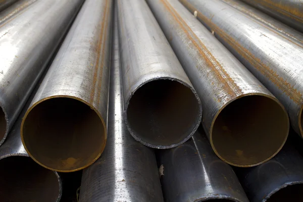 Pipes stack round cut steel — Stock Photo, Image