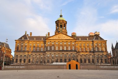 Amsterdam. Royal Palace early in the morning clipart