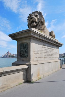 Budapest. Sculpture of Lion on the Chain Bridge clipart