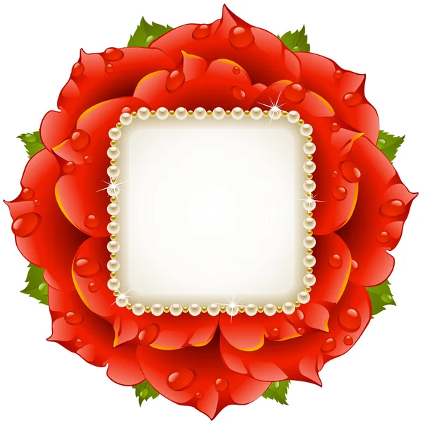 Διάνυσμα κόκκινο τριαντάφυλλο κύκλο πλαίσιο — Διανυσματικό Αρχείο