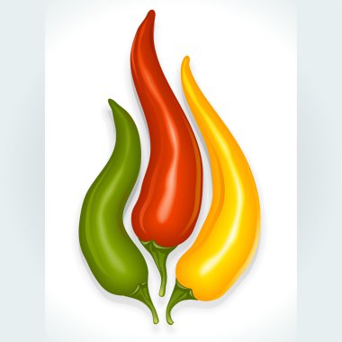 Hot chili pepper in the shape of fire sign clipart