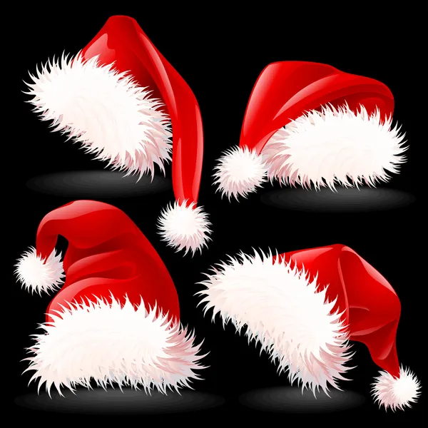Vier Weihnachtsmannhüte — Stockvektor