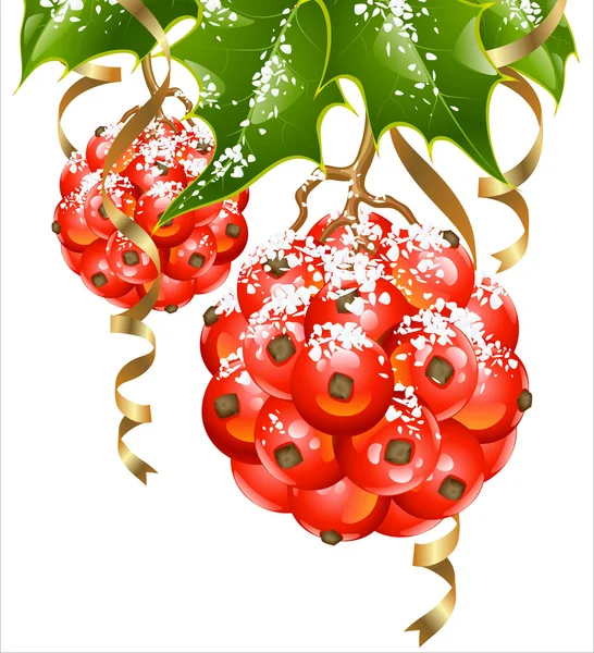 Christmas and New Year background. Vector holly in the shape of Xmas ball a — Wektor stockowy