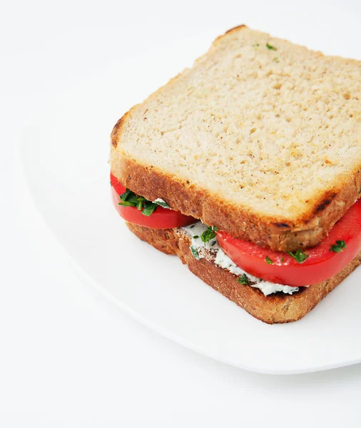 Sanduíche com tomate e queijo — Fotografia de Stock
