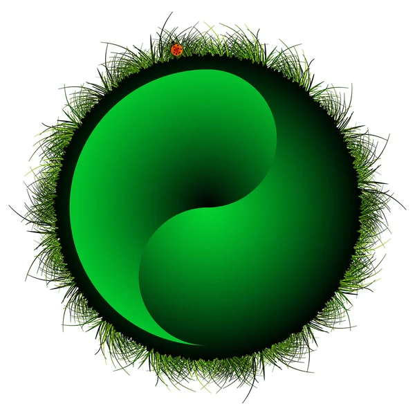 Yin yang sphere with grass — Stock Vector