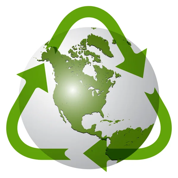Reciclar globo terrestre — Vetor de Stock
