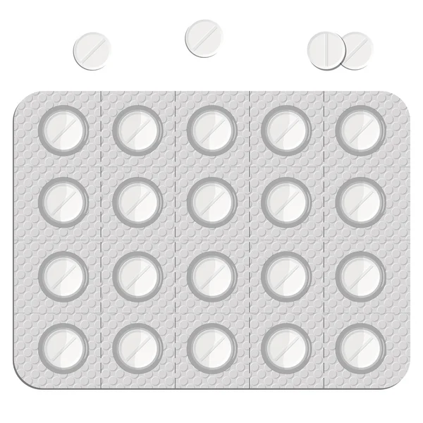 Tabletter i en blisterförpackning — Stock vektor