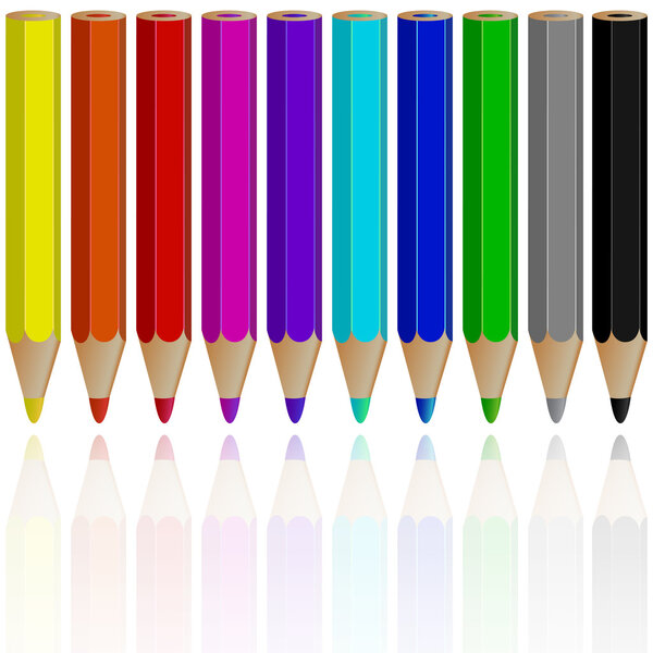 Pencils reflected