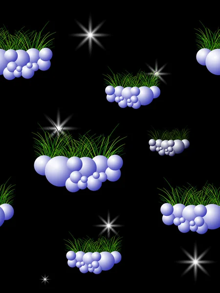 Nuages et motif d'herbe — Image vectorielle
