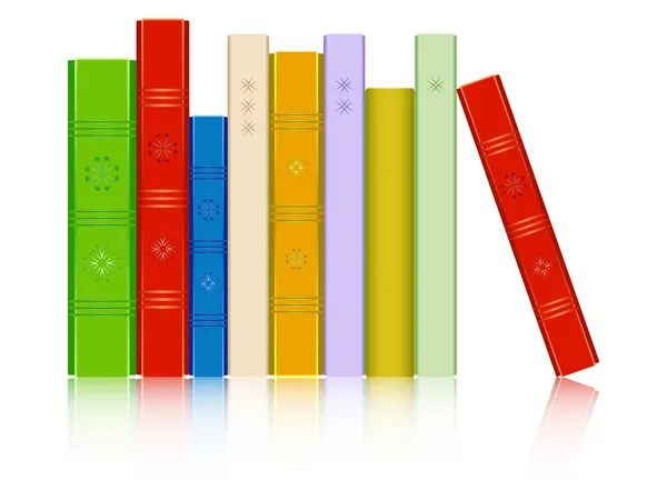 Books in a row reflected — Stock Vector