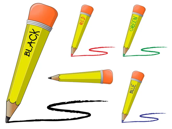 Lápis pretos e coloridos —  Vetores de Stock