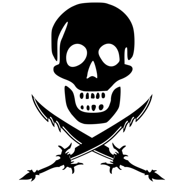 Teschio di pirata con spade — Vettoriale Stock