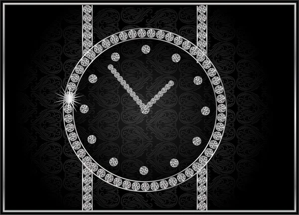 ダイヤモンドの時計を持つ抽象イラスト — ストックベクタ