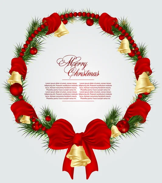 鐘とクリスマス カードの背景 — ストックベクタ