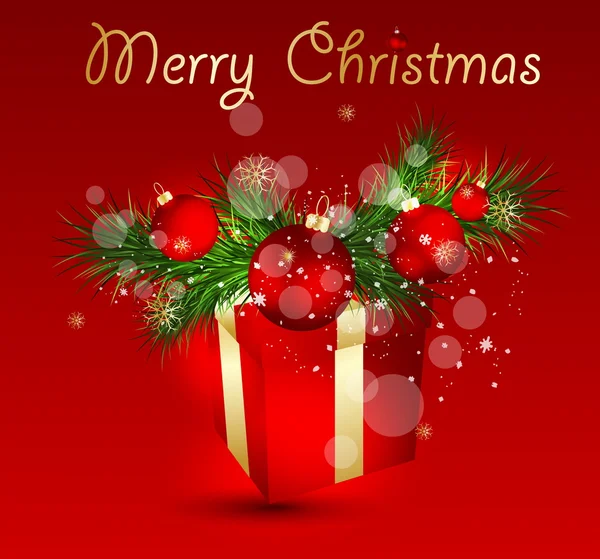 Weihnachtsvektorillustration mit rotem Geschenk — Stockvektor