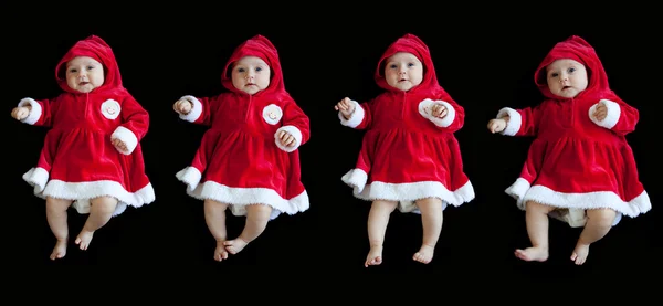 Kerstmis collage met grappige baby's en sneeuwvlokken — Stockfoto