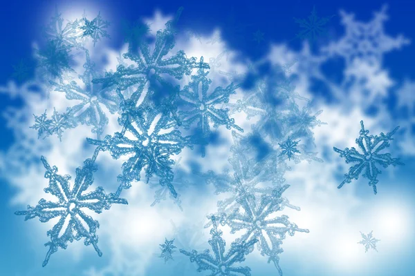 ブルー抽象的な雪片背景 — ストック写真