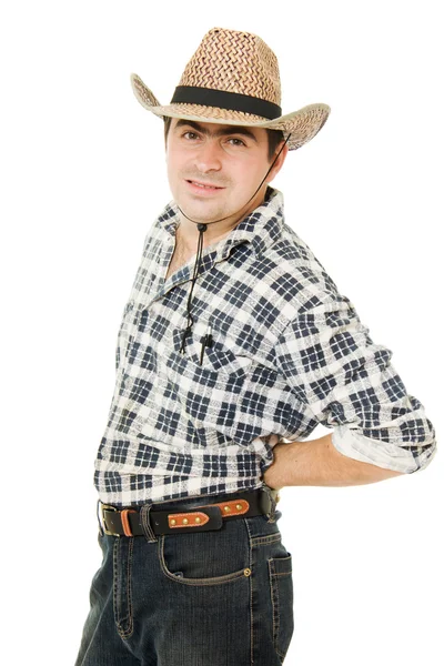 Cowboy håller sina händer på hans bälte. — Stockfoto