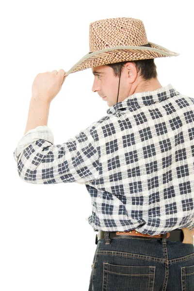 Cowboy nimmt seinen Hut. — Stockfoto