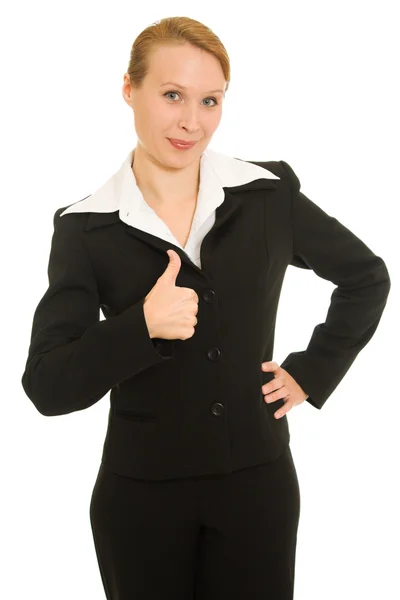 Una donna d'affari di successo su uno sfondo bianco . — Foto Stock