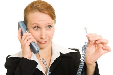 Business woman talking on the phone clipart