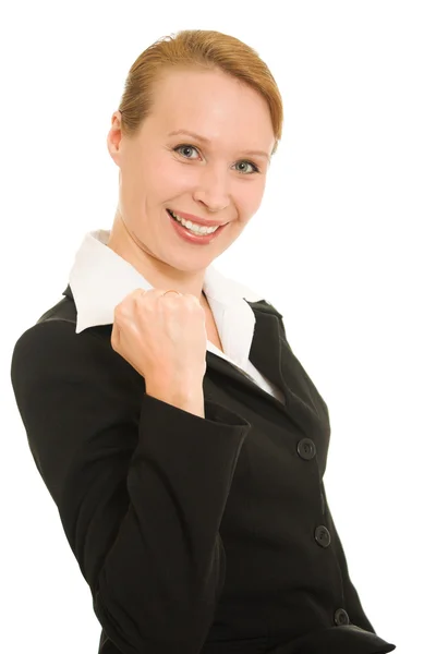 Een succesvolle zakenvrouw op een witte achtergrond. — Stockfoto
