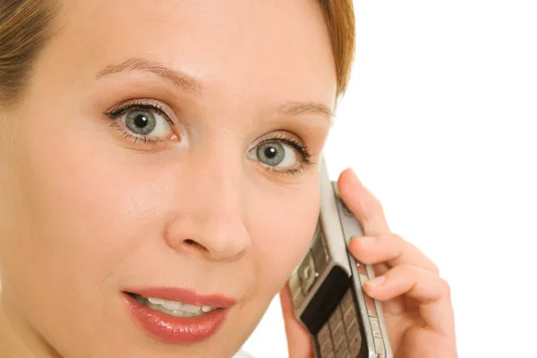 Affärskvinna pratar i telefon — Stockfoto