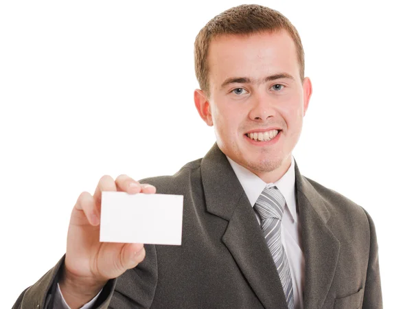 Επιχειρηματίας με επισκεφθείτε κάρτα στο χέρι του. — Φωτογραφία Αρχείου
