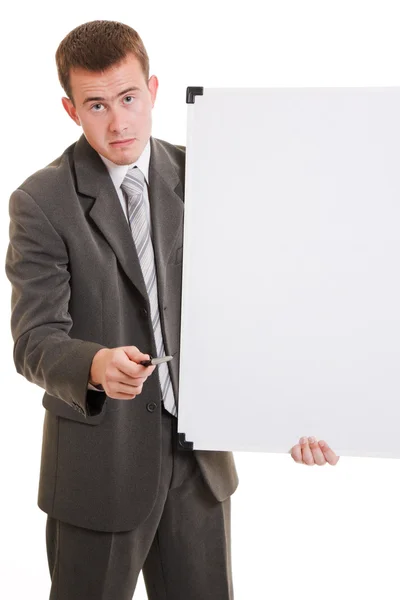 Mann mit weißer Tafel. — Stockfoto