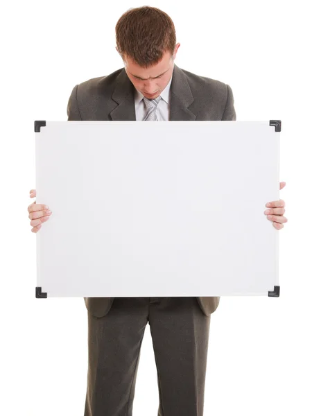 Mann mit weißer Tafel. — Stockfoto