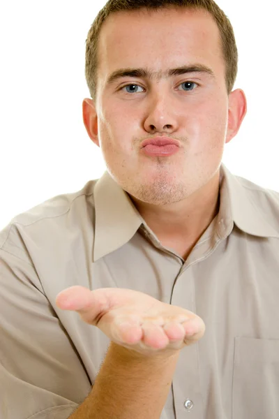 Een man stuurt een lucht-kus. — Stockfoto