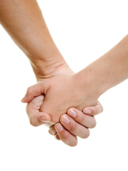 Hands of lovers on a white background. — Stock Photo, Image