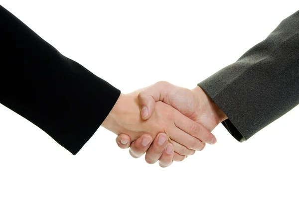 Business handslag på vit bakgrund. — Stockfoto