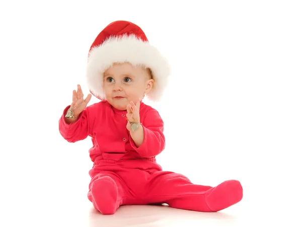 幸せなクリスマスの鐘、白い背景に赤ちゃん — ストック写真