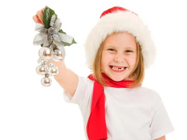Gelukkig Kerstmis kind op een witte achtergrond. — Stockfoto