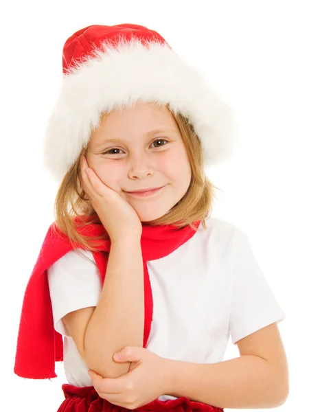 Criança de Natal feliz em um fundo branco . — Fotografia de Stock