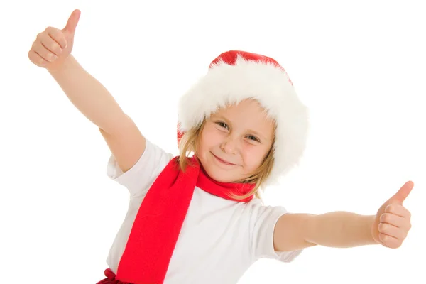 Gelukkig Kerstmis kind ok op een witte achtergrond. — Stockfoto