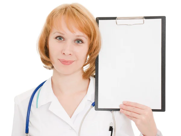 Arts met Klembord op een witte achtergrond. — Stockfoto