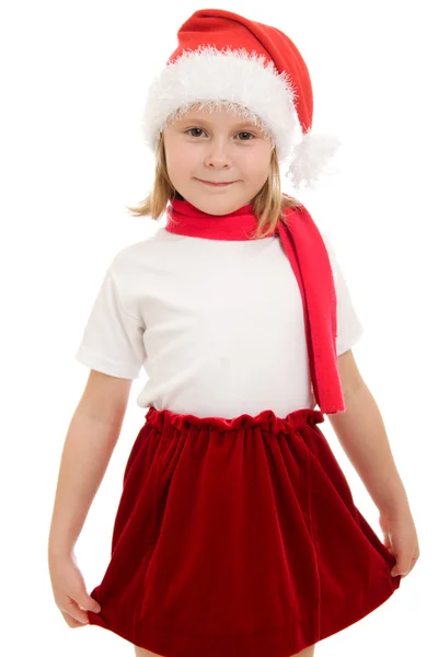 Gelukkig Kerstmis kind op een witte achtergrond. — Stockfoto