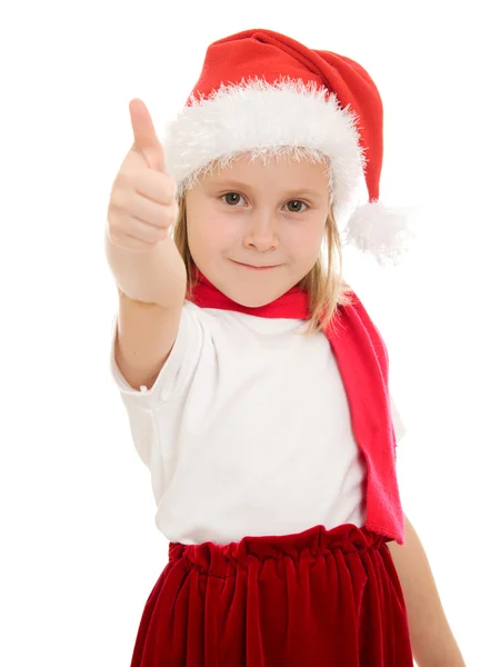 Gelukkig Kerstmis kind ok op een witte achtergrond. — Stockfoto