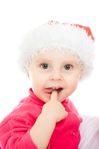 Happy Christmas baby on a white background. — Stock Photo, Image