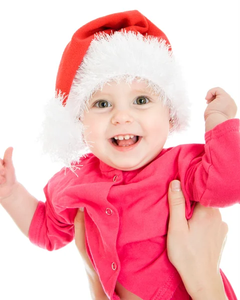 Ευτυχισμένο μωρό Χριστούγεννα σε λευκό φόντο. — Φωτογραφία Αρχείου