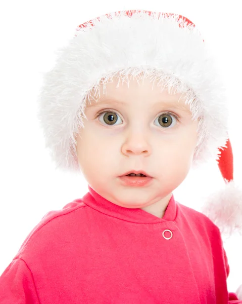 Frohe Weihnachten Baby auf weißem Hintergrund. — Stockfoto