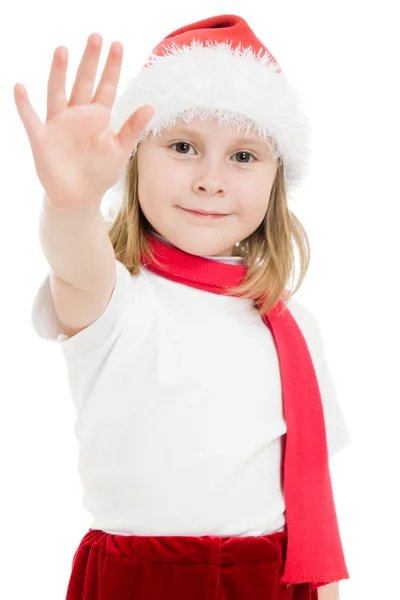 Happy Christmas child ok on a white background. — Stock Photo, Image