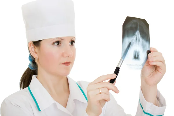 Arzt-Röntgen-Studie auf weißem Hintergrund. — Stockfoto